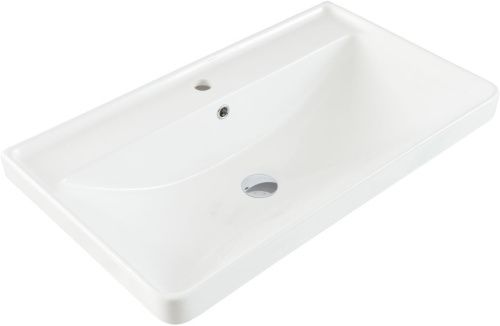 Раковина керамическая Aquanet Ирис 00301805 81х48 полувстраиваемая цвет белый 1 отверстие под смеситель - фото 4