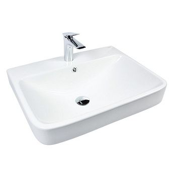 Раковина из сантехнического фарфора Bond Cube S10-600 60х50 встраиваемая цвет белый 1 отверстие под смеситель