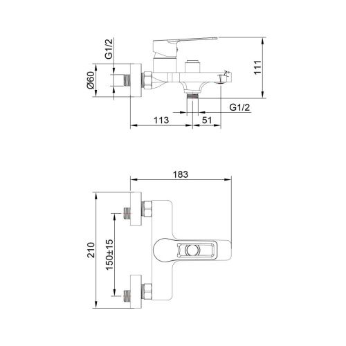 Смеситель для ванны Tokito KOBE TOK-KOB-1014 настенный вороненая сталь - фото 5
