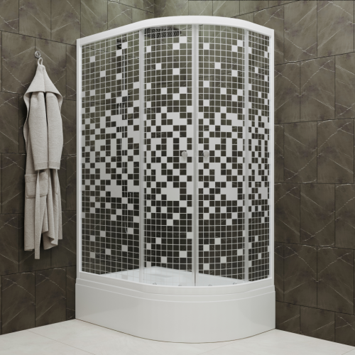 Душевой уголок Тритон Коралл Щ0000061782 120х80 стекло с рисунком профиль белый с поддоном - фото 4