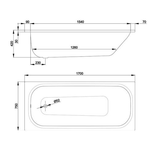 Ванна стальная Bette Form 2947-000 AD, AS 170х75 встраиваемая прямоугольная без ножек - фото 2