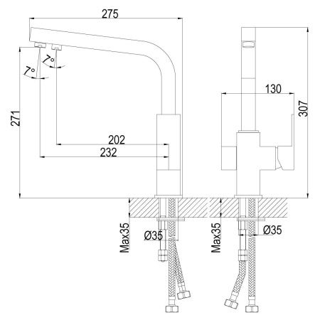 Смеситель для кухни Rossinka Z Z35-32 на мойку хром