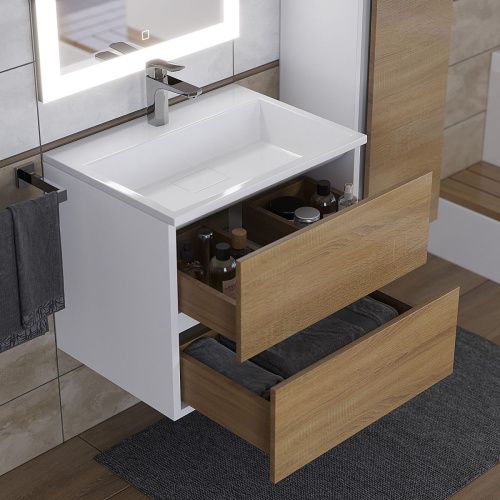 Раковина из искусственного камня Uperwood Barsa 2911120345 60х50 полувстраиваемая цвет белый - фото 3