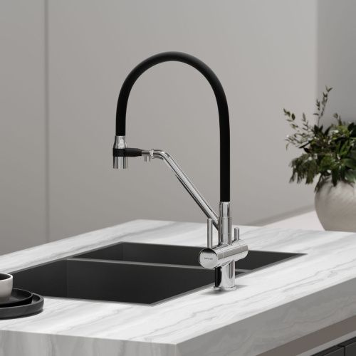 Смеситель для кухни Sancos Dora SC4003CH на мойку черный/хром - фото 5