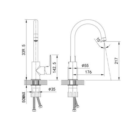 Смеситель для кухни IDDIS Cuba CUBBNFJi05 на мойку сатин
