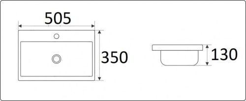 Раковина из сантехнического фаянса CeramaLux 9595-50 50х40 встраиваемая цвет белый 1 отверстие под смеситель - фото 2