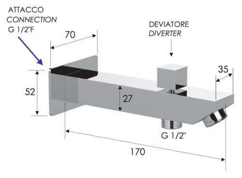Излив Remer Qubika 91QD настенный хром - фото 2