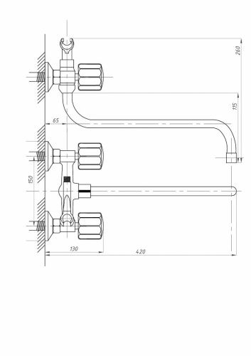 Смеситель для ванны и душа FAUZT FZs-511-63 настенный хром - фото 4