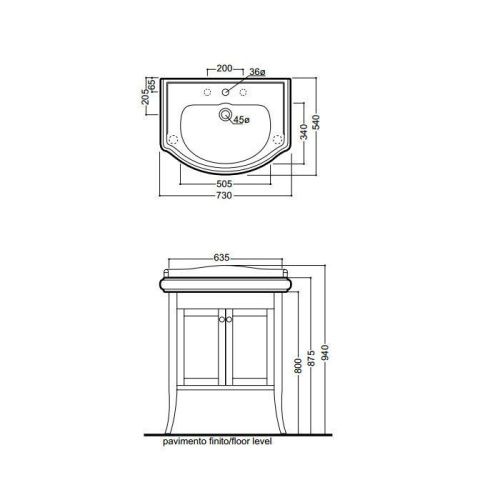 Тумба под раковину Kerasan Retro 734940 70х50 цвет коричневый - фото 2