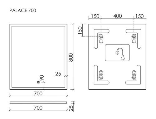 Зеркало с подсветкой Sancos Palace PA700 70х80 подвесное - фото 5