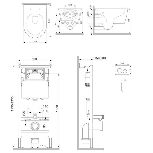 Комплект унитаз с инсталляцией с клавишей смыва Am.Pm Func IS90138.8F1701 - фото 2