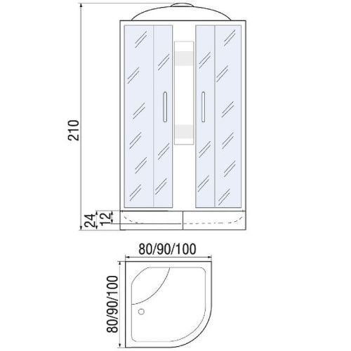 Душевая кабина River NARA 10000001355 100х100 четверть круга с крышей ориентация универсальная - фото 4