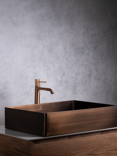 Раковина из нержавеющей стали AltroBagno Solido AltroBagnoSolido001024BrAn 60х40 накладная цвет бронза - фото 3