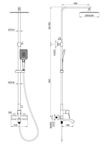 Душевая стойка Wonzon & Woghand FLEX WW-88047072-BN настенная цвет серый - фото 2
