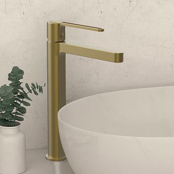 Смеситель для раковины Vincea Rondo VBF-1R2BG на столешницу золото