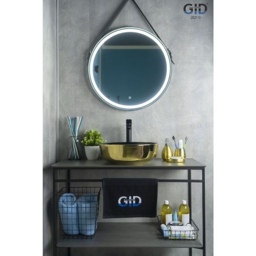 Раковина керамическая Gid 52214 40х40 накладная цвет черный/золото без отверстий под смеситель - фото 4