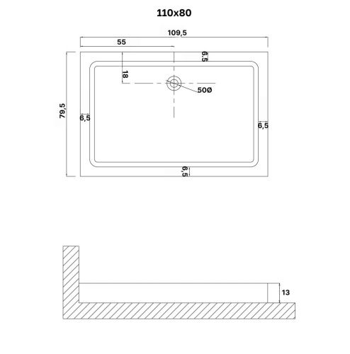 Душевой поддон из ABS-пластика Niagara Eco NG-P1180-14Q 110х80 белый с ножками - фото 2