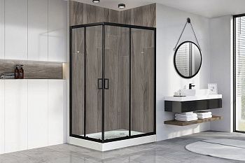 Душевой уголок Royal Bath HP RB8120HP-T-BL-R 120х80 стекло прозрачное профиль черный с поддоном