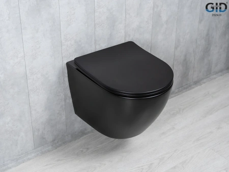 Унитаз подвесной Gid Tornado 62261Y черный с сиденьем микролифт безободковый смыв торнадо