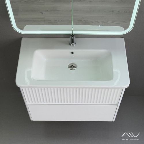 Тумба с раковиной Alavann Wave ALV1112000 80х50 подвесная цвет белый - фото 2