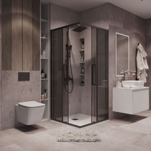 Душевой уголок Grossman Cosmo 300.K33.02.9090.21.10 90х90 стекло тонированное профиль черный без поддона - фото 3