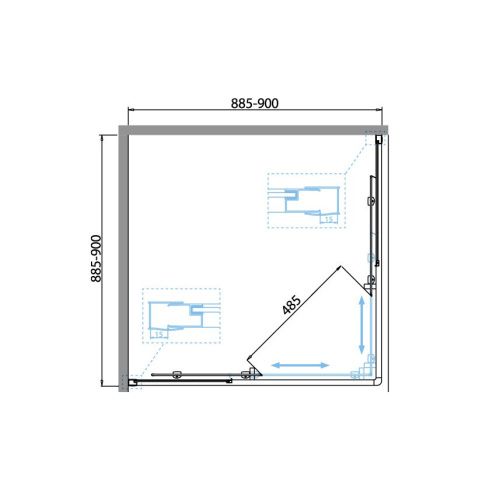 Душевой уголок BelBagno DUE DUE-A-2-90-P-Cr 90х90 стекло рифленое профиль хром без поддона - фото 2