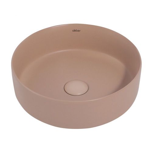 Раковина из сантехнического фаянса Abber BEQUEM AC2108MBB 40х40 накладная цвет бежевый без отверстий под смеситель
