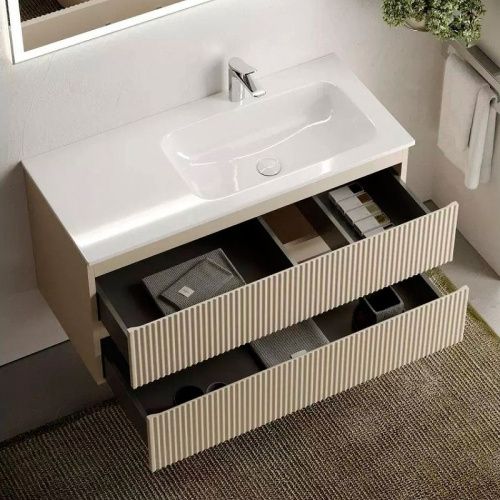 Тумба под раковину Sancos SNOB R SNR100RCE 100х40 подвесная цвет бежевый - фото 3