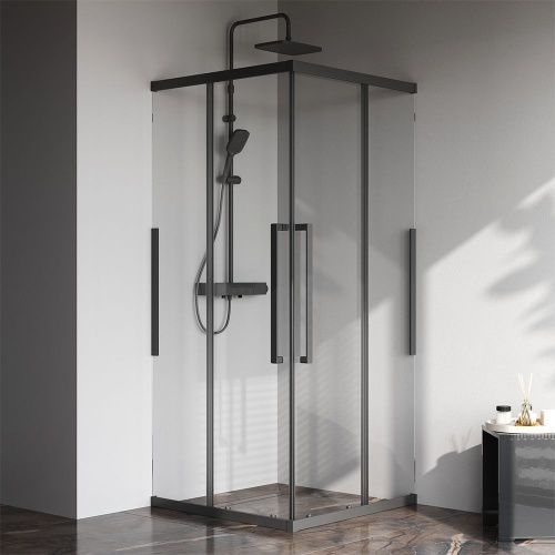 Душевой уголок Am.Pm Func W84G-403-9090-BТ 90х90 стекло прозрачное профиль черный без поддона