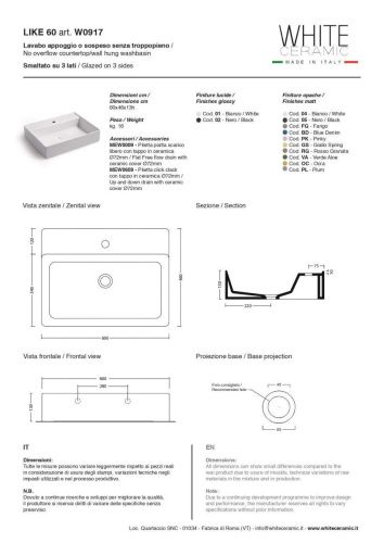 Раковина керамическая White Ceramic Like W091701 60х50 накладная цвет белый - фото 2