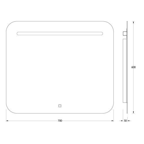 Зеркало с подсветкой Evoform Ledline BY 2444 70х60 подвесное - фото 2