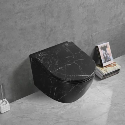 Унитаз подвесной Cerutti SPA CT9531 черный с сиденьем микролифт безободковый смыв торнадо - фото 2