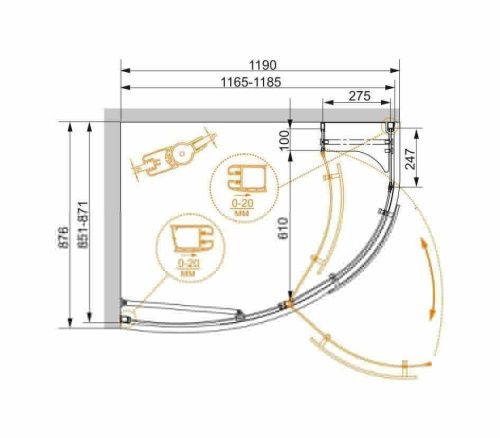 Душевой уголок Cezares ELENA ELENA-W-RH-1-120/90-C-Cr-L 120х90 стекло прозрачное профиль хром без поддона - фото 2