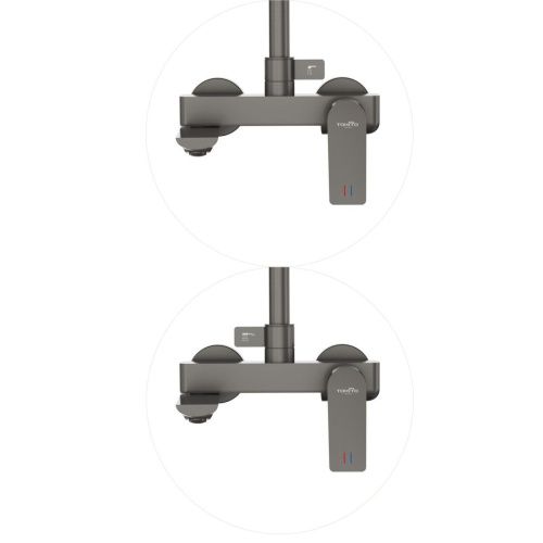 Душевая стойка Tokito Rain TOK-RAI-1017GM настенная цвет вороненая сталь - фото 3