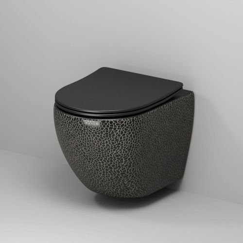 Унитаз подвесной Grossman Санфаянс GR-4455BBLS черный с сиденьем микролифт безободковый каскадный смыв - фото 2