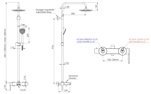 Душевая стойка Mariani Winter B00260WNA01 настенная цвет хром - фото 4