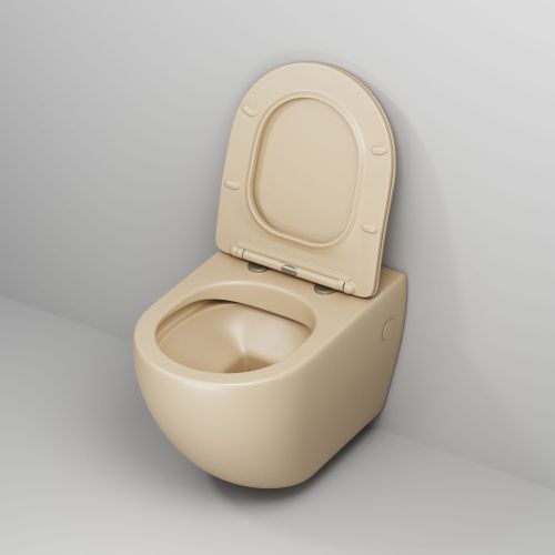 Унитаз подвесной Grossman Color GR-4411BEMS бежевый с сиденьем безободковый каскадный смыв - фото 4