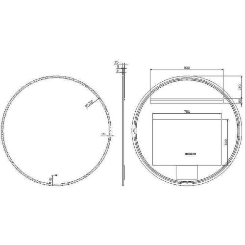 Зеркало с подсветкой и антизапотевателем Boheme 545-120-GM 120х120 подвесное - фото 2