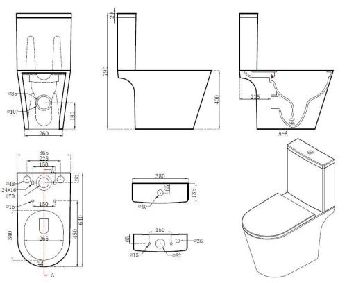 Унитаз напольный с бачком Aquatek БЕТТА AQ1363B-00 белый с сиденьем микролифт безободковый каскадный смыв - фото 5
