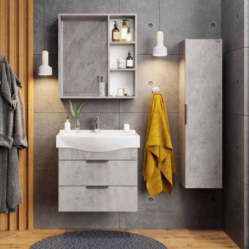 Зеркало-шкаф Onika Девис 206542 70х70 подвесной цвет серый - фото 4