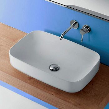 Раковина из сантехнического фарфора Kerasan Tribeca 514130 60х40 накладная цвет белый без отверстий под смеситель