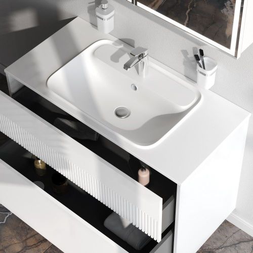 Тумба под раковину Am.Pm Func M8FFUX1002WM 100х50 подвесная цвет белый - фото 4