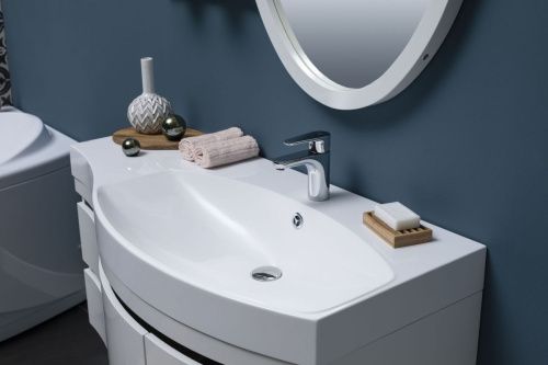 Раковина из искусственного камня Aquanet Опера НФ-00007621 110х50 полувстраиваемая цвет белый 1 отверстие под смеситель - фото 5