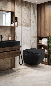 Унитаз подвесной Cerutti SPA CT10194 черный с сиденьем микролифт безободковый импульсный смыв