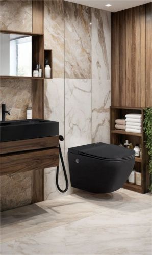 Унитаз подвесной Cerutti SPA CT10194 черный с сиденьем микролифт безободковый импульсный смыв