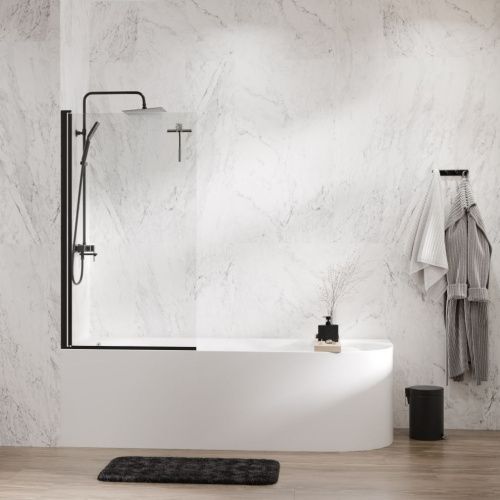 Душевая шторка на ванну Wasserkraft Berkel 48P 48P01-80B 90х140 стекло прозрачное профиль черный ориентация универсальная - фото 2