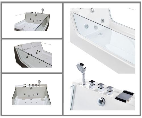 Ванна акриловая гидромассажная Cerutti SPA C-454A 170х120 пристенная прямоугольная с ножками - фото 4