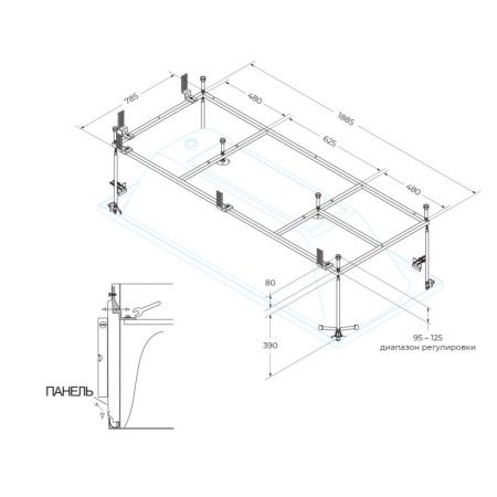 Каркас для ванны Cezares PLANE PLANE-200-90-MF-R