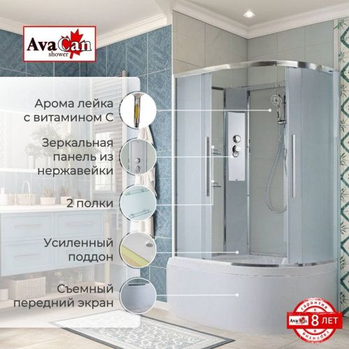 Душевая кабина AvaCan EM EM5812LN 120х80 асимметричная без крыши ориентация левая - фото 2