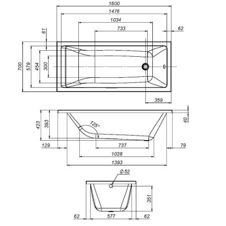 Каркас для ванны Am.Pm Gem W93A-160-070W-R